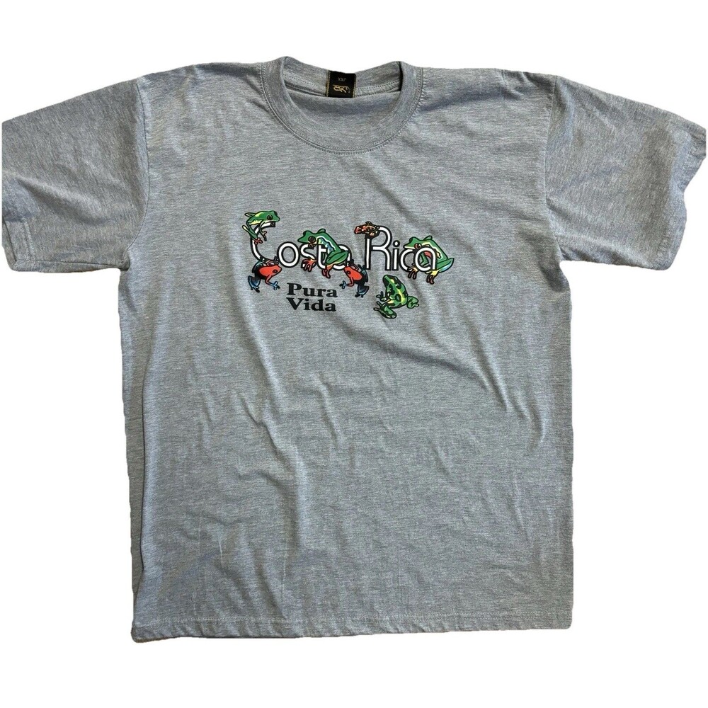 Pura Vida Costa Rica Amphibians Frog Gray Short Sleeve Cotton T-Shirt Men's XXL